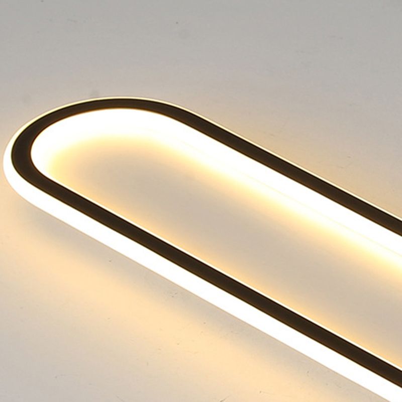 Metal Oval Shape Flush Mount Light Modern 1 Light Flush Mount Lighting Fixtures in Black