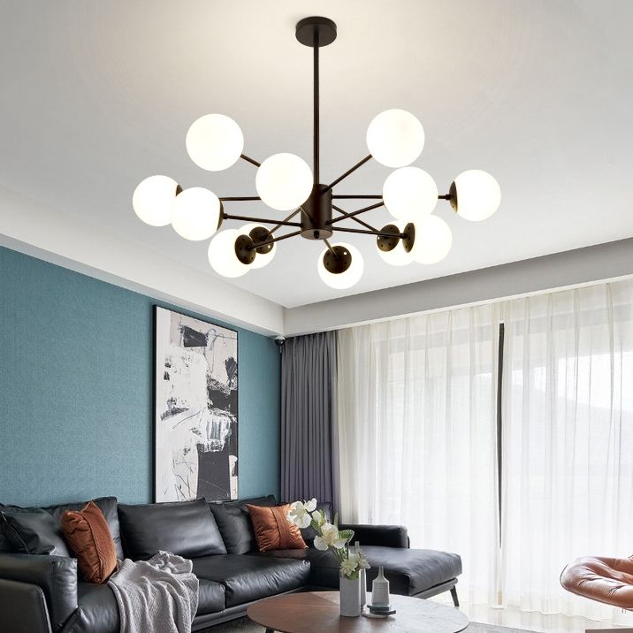 Contemporary Hanging Light Fixtures Spherical Iron Ceiling Light for Living Room