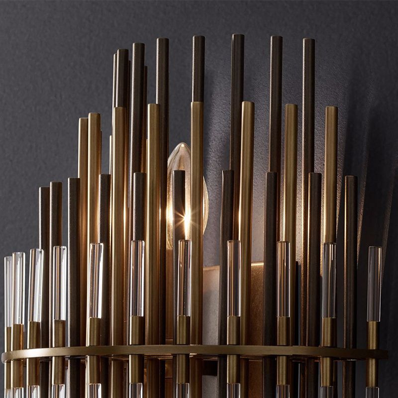Chrome/Black Tiered Tubular Wall Mounted Lamp Retro Metallic 1 Light Wall Sconce Lighting