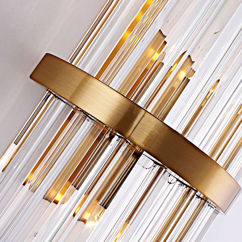 Iluminación de montaje de pared de prisma de cristal transparente lámpara LED moderna de LED con placa posterior de metal en latón