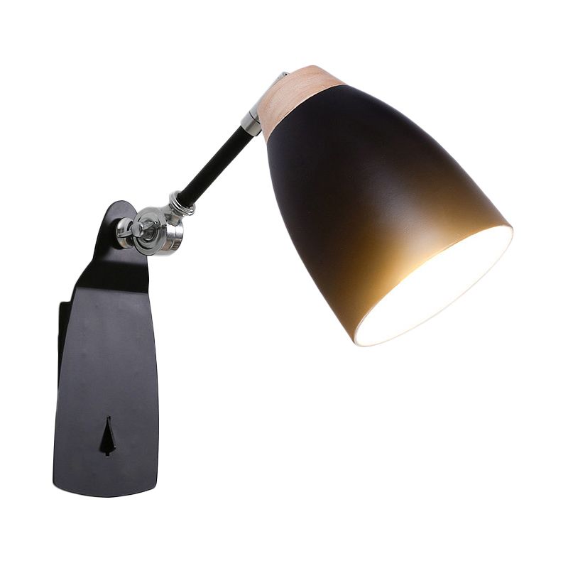 Cup de forme en métal Forme murale Lumière moderne 1-Light White / Black Finition Rotation Rotation Mur Sronce lampe