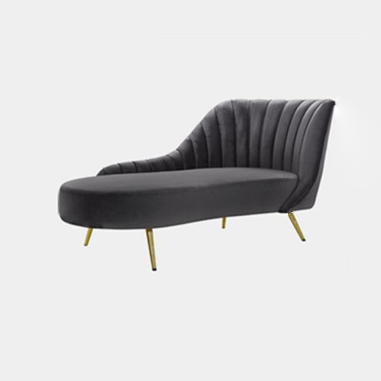 Glam Tufted Velvet Chaise Lounge with Reclining Channel Stitch Chaise for Living Room