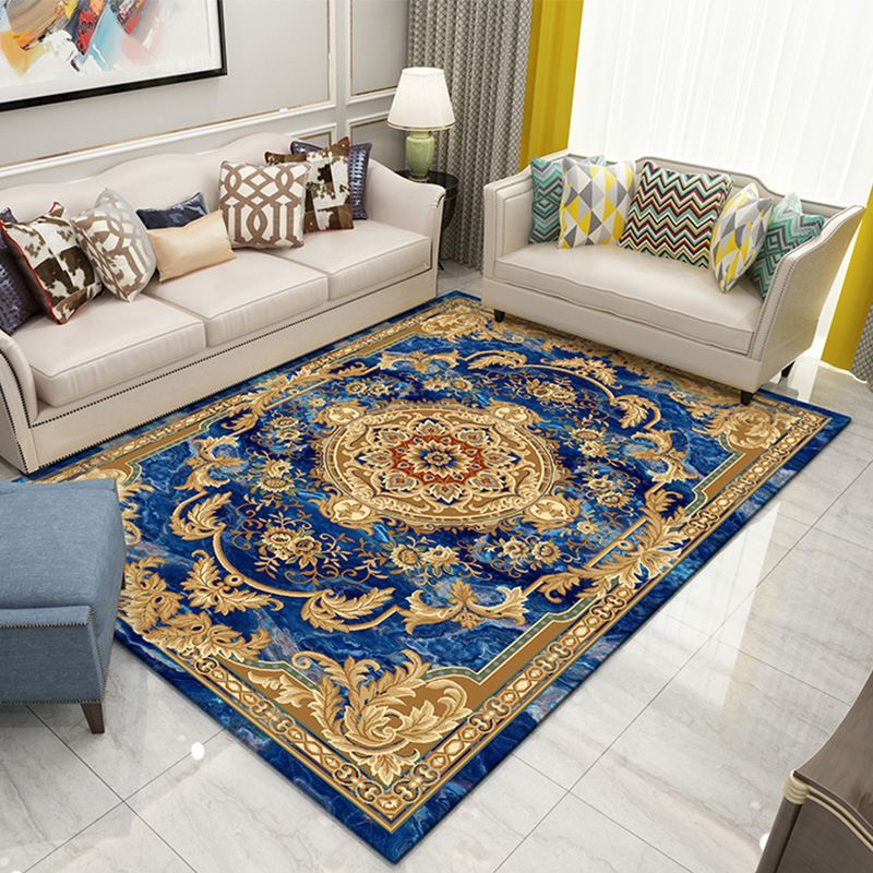 Stylish Traditional Carpet Medallion Print Polyester Area Rug Anti-Slip Area Rug for Home Decor