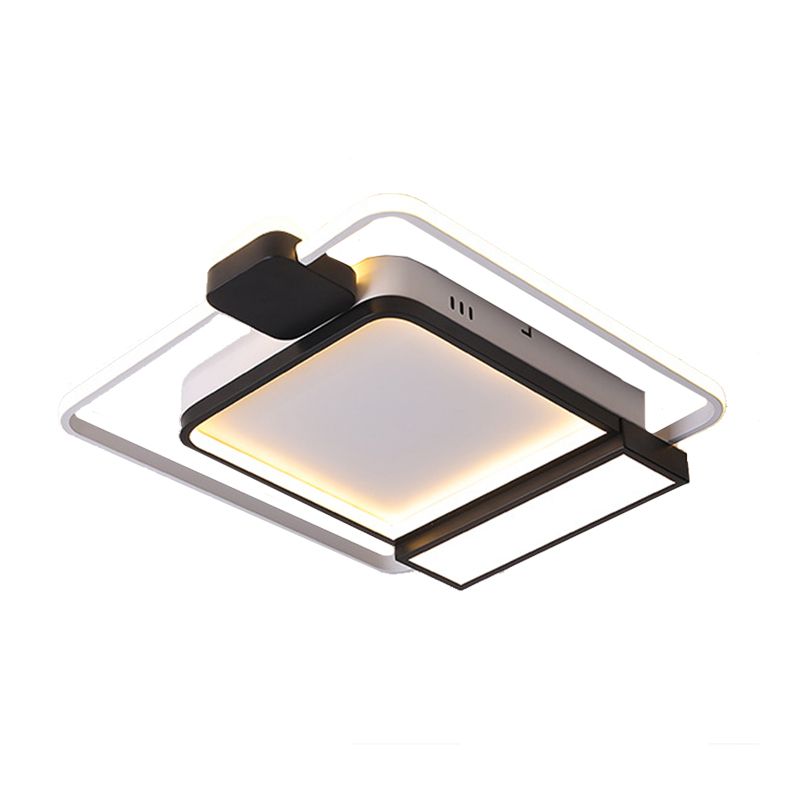 16 "/19.5" W Acrylique Square Ceiling Light Fixture Contemporary Gold / Black LED Flush Mount Lighting for Bedroom, White Light