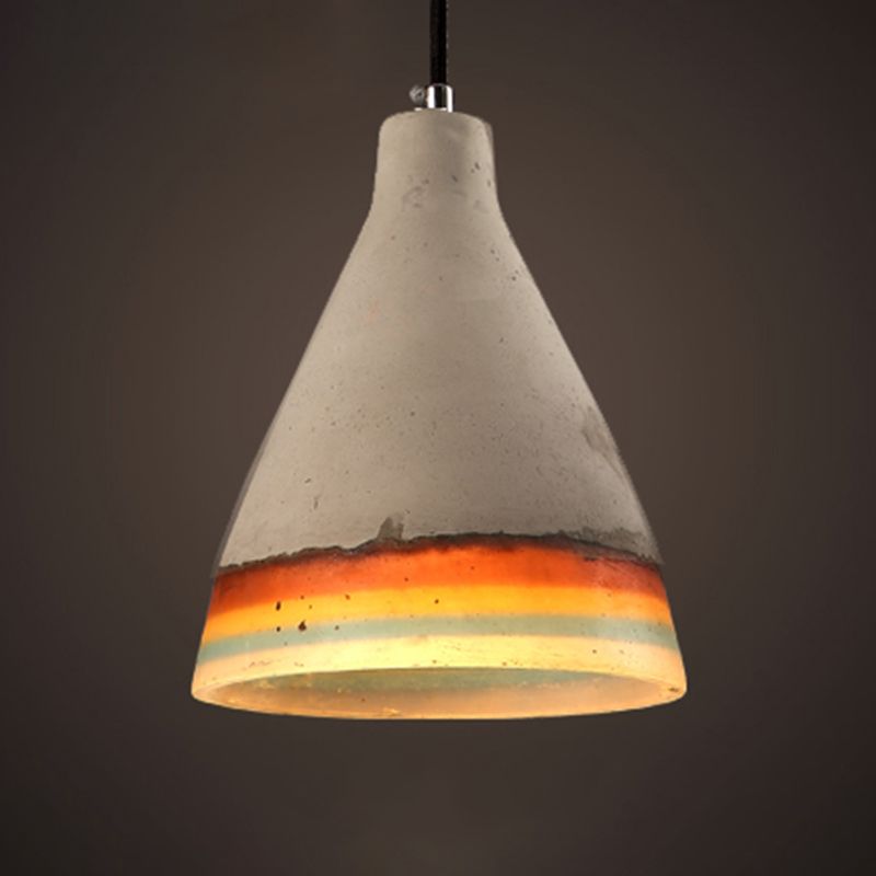 Contemporary Shaded Ceiling Light Cement 1-Light Restaurant Hanging Pendant Light in Grey
