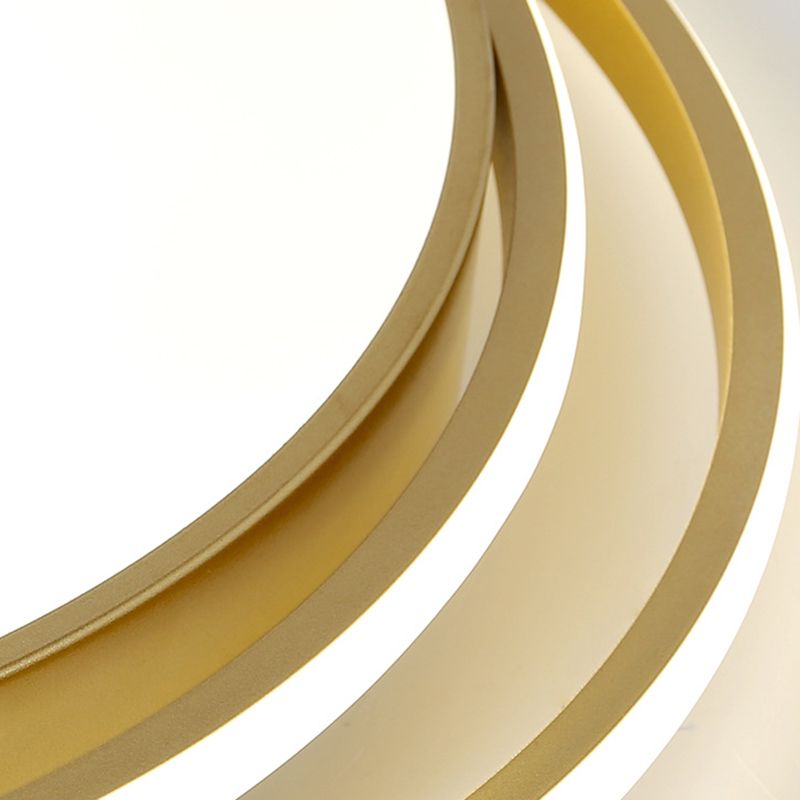 Luz LED circular dorada de montaje empotrado, montaje empotrado de techo de metal minimalista moderno para sala de estar