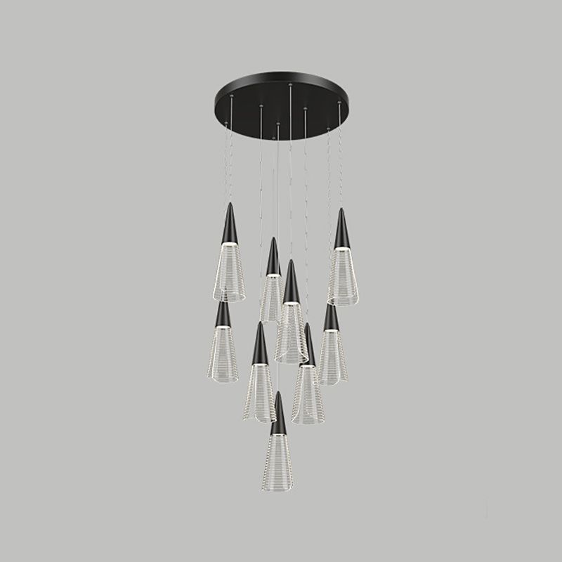 Cone Hanging Light Fixtures Modern Simple Acrylic Ceiling Pendant for Stairwell