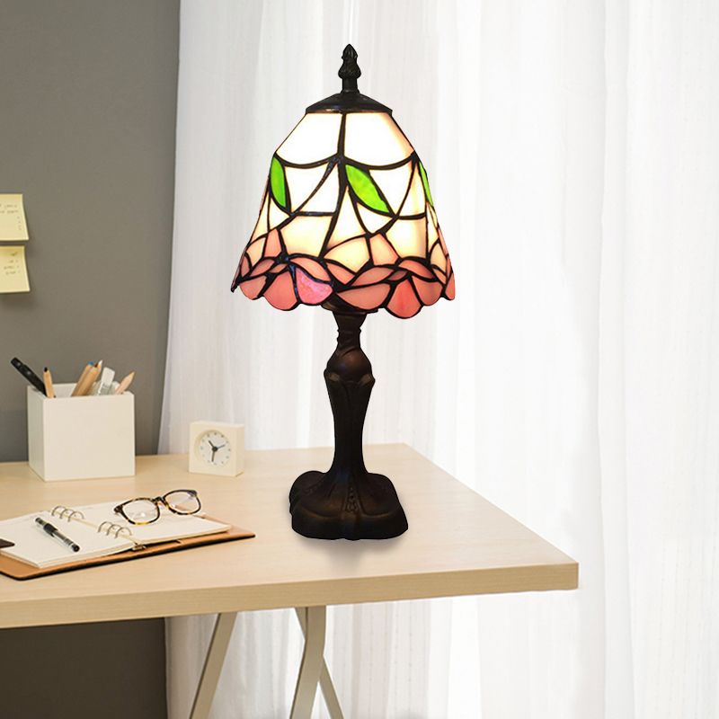 7 "/ 6" de grande cloche de la cloche Lumière de lecture avec une lampe de bureau de style Tiffany enrage rose en rose