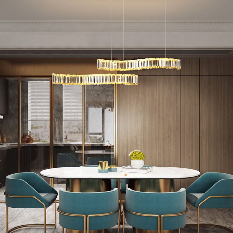 Linear Large Kitchen Pendant Lights Crystal Modern Simplicity Island Light for Living Room