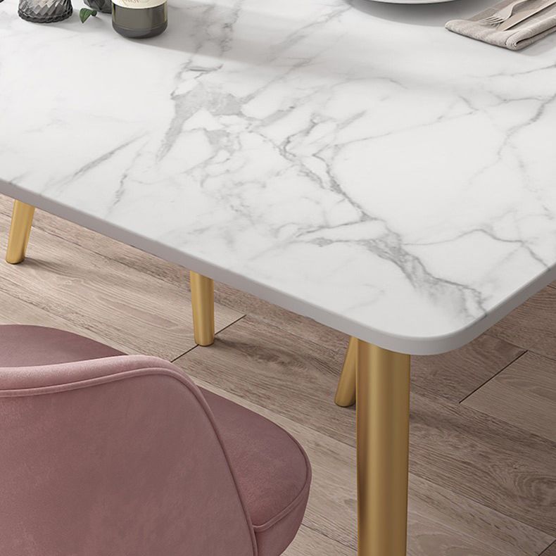 Sintered Stone Dining Table Traditional Luxury 4 Legs Table with Gold Frame