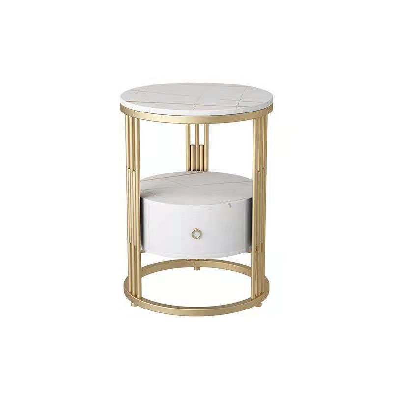 19.69" W x 19.69"D x  21.65" H End Table  Round Stone Side Table with Storage