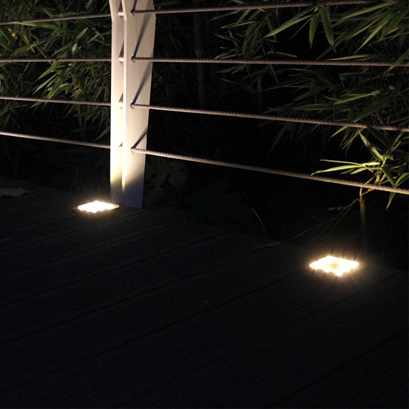 Square Shaped Metal LED Stake Light Modern Black Solar Buried Lighting for Pathway