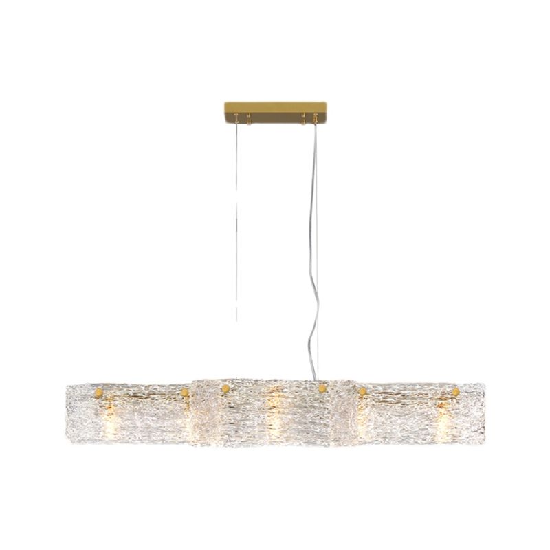 Modern Style Rectangle Hanging Island Lights Glass Pendant Light Fixtures