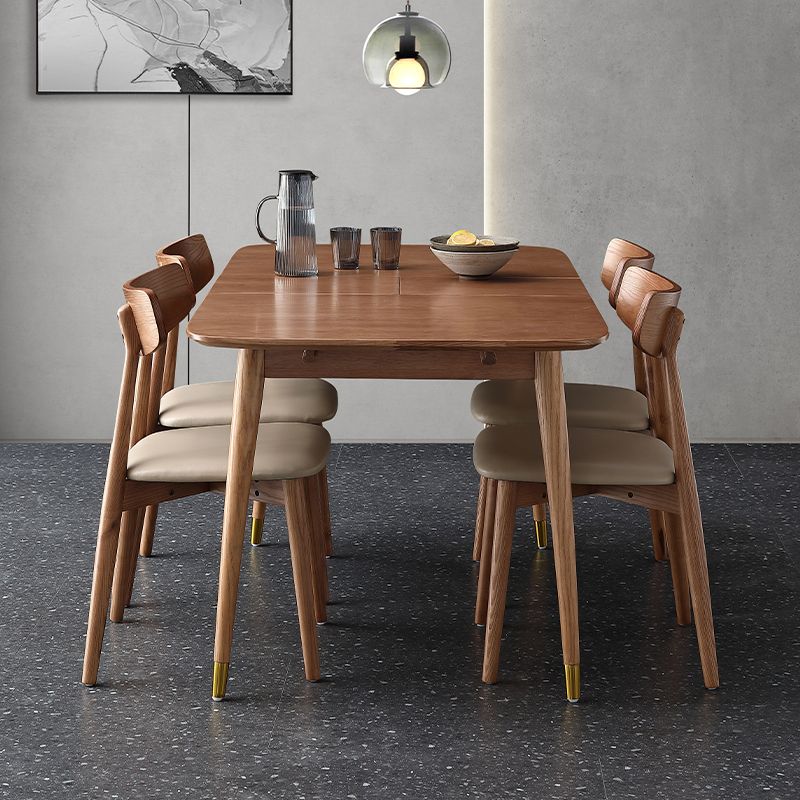 Mesa extensible de madera de fresno para restaurante, mesa de comedor rectangular con 4 patas