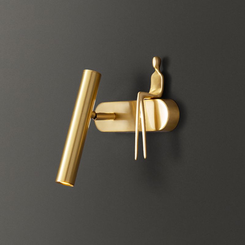 1-Light Cylinder Wall Light Fixture Modern Metal Wall Sconce Light