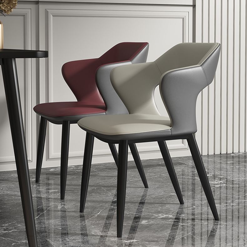 Chaises de salle à manger en métal de style moderne, chaise latérale à bras arrière ouvert pour la cuisine