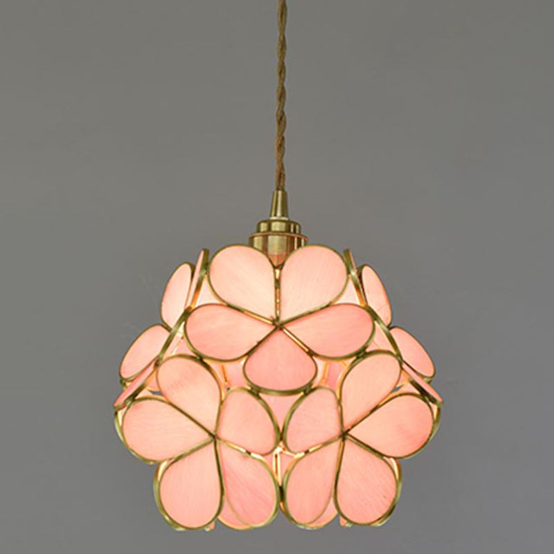 Tiffany-Style Floral Pendant Lighting Fixture Stained Glass Suspension Pendant Light