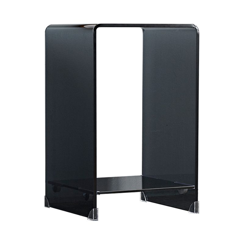 Modern Sled Corner Table Square Glass Side End Table for Living Room
