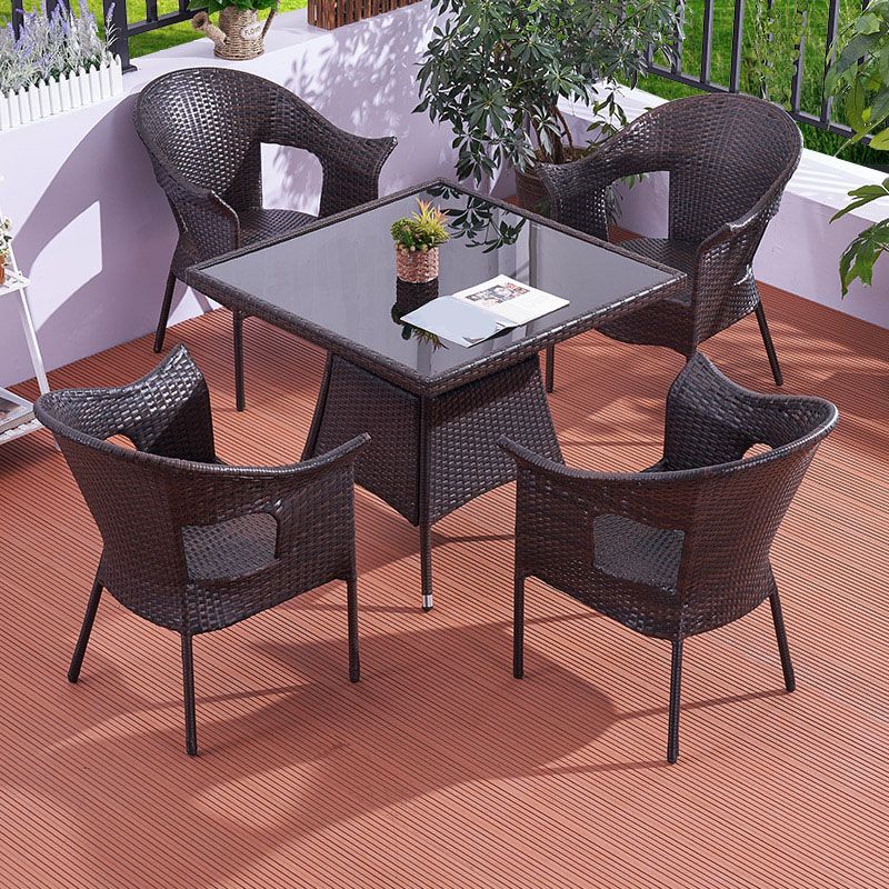 Tropical with Arm Outdoor Chair Brown Outdoors Dining Chairs