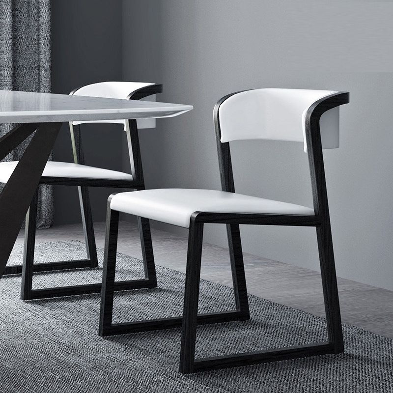 Open Back Side Chair Industrial Style PU Leather Dining Chairs for Home