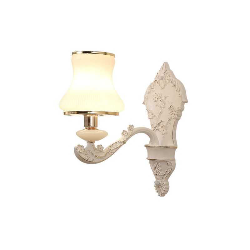 Lámpara de montaje de pared de dormitorio de calabaza vidrio blanco rural 1/2 ideas de iluminación de pared beige con placa de retroceso de resina