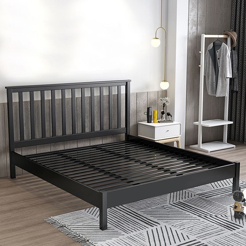 Modern Solid Color Open-Frame Bed with Rectangular Headboard