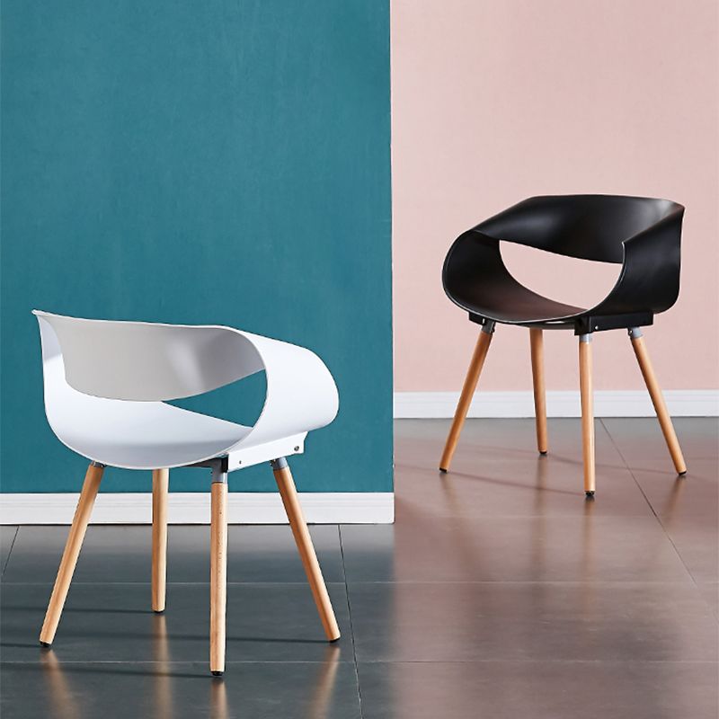 Chaises de salle à manger scandinaves sans accoudoirs avec pieds en bois (Ensemble de 4)