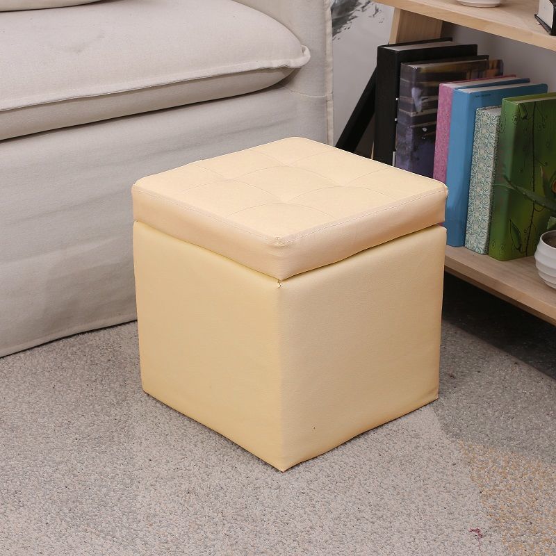 PU Leather Cube Ottoman Whole Colored Tufted Square Modern Storage Ottoman