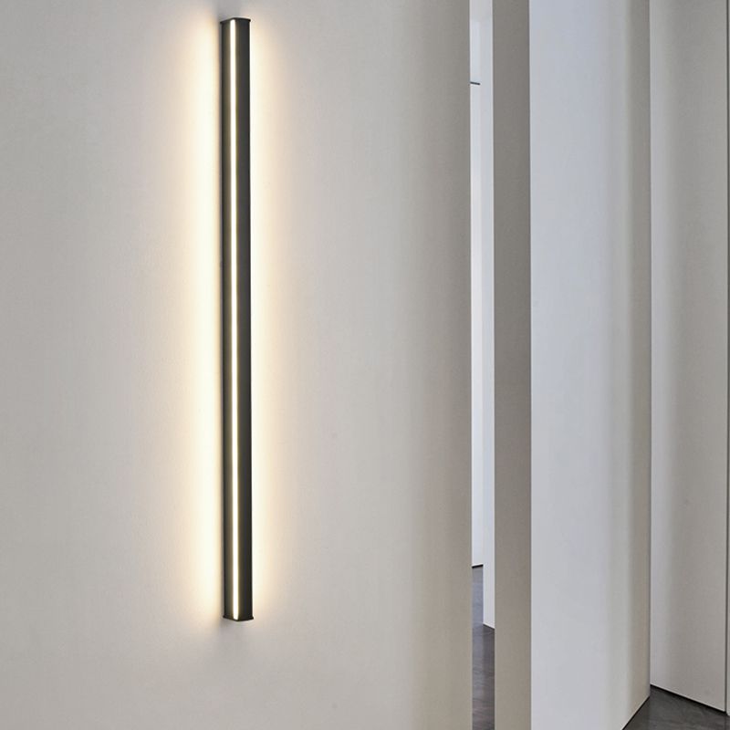Metal Linear Shape Wall Lighting Modern Style 1 Light Wall Mounted Light Fixture in Black