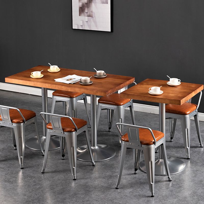 Industrial Style Solid Wood Dining Table Brown Table with Metal Base for Dinning Room
