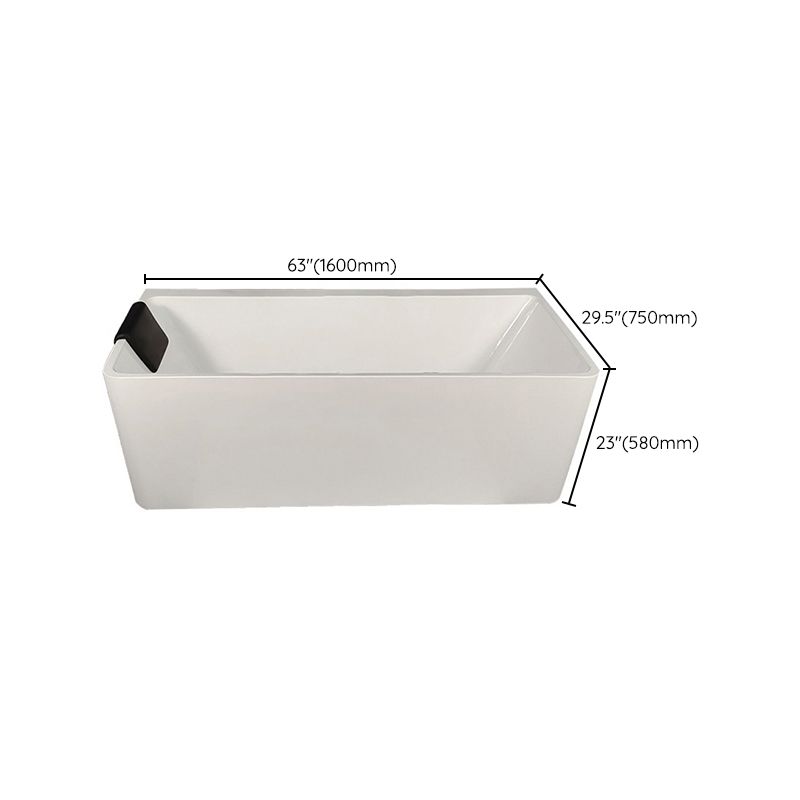 Back to Wall Soaking Bathtub Antique Finish Rectangular Modern Tub (Board not Included)