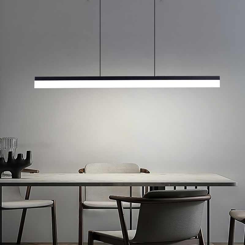 1 Light Linear Island Light Fixture Modernism Metal Island Pendant Lights in Black