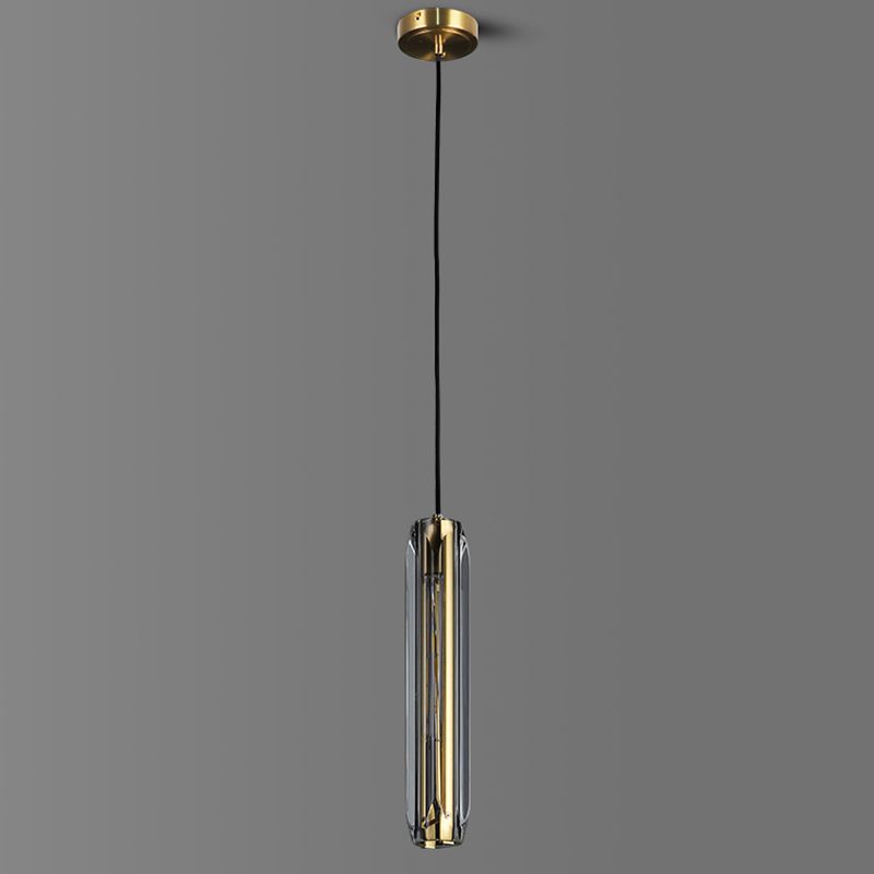 Lampada sospesa interna creativa moderna Copper cilindrico a sospensione con tonalità cristallina