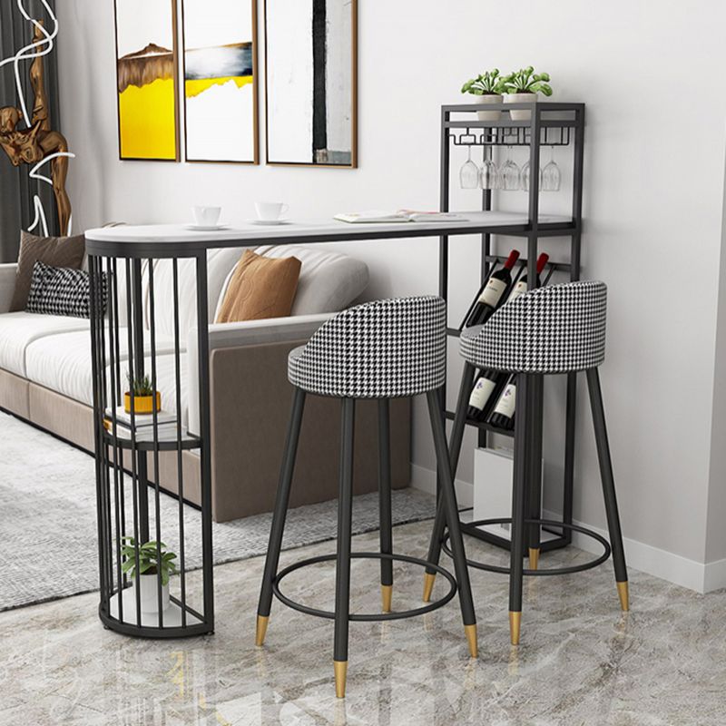 Table à manger à barre de pierre blanc glamour Double table bistrot piédestal avec casier à vin