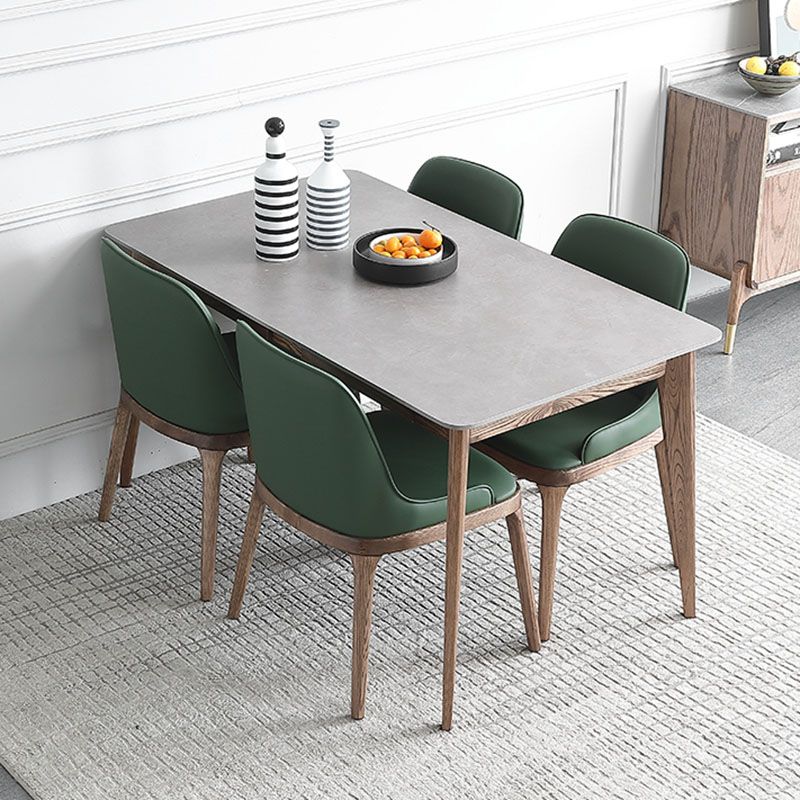 Minimalist 1/4/5/6 Pieces Dining Room Table Rectangular Solid Wood Top Dining Chairs Set