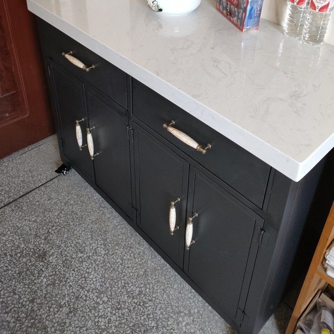 Rectangular Kitchen Trolley with Storage Cabinet Dining Room Prep Table