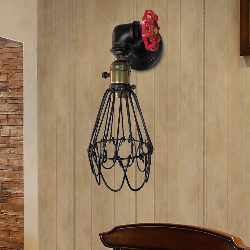 1 cabeza CAJA CAGA CONTRACURA DE LIGHTA VINTAGE NEGRO/ROYO/FINACIÓN PLATA Lámpara de montaje de pared de metal con válvula deco
