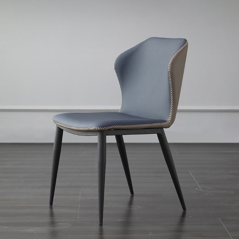 Faux Leather Side Chair Wingback Armless Chair with Black Legs