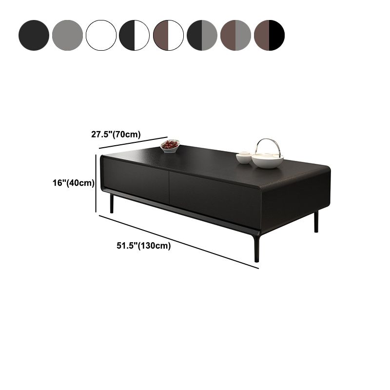 Rectangular Metal 4 Legs Base Design Wooden Table with Drawer Coffee Table