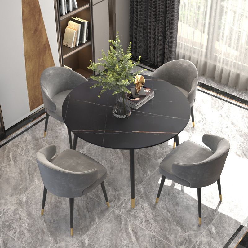 Sintered Stone Matte Finish Restaurant Table 4 Legs Glam Style Dining Table