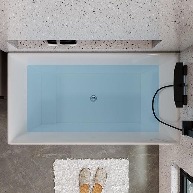 White Acrylic Bathtub Freestanding Soaking Rectangular Modern Bath