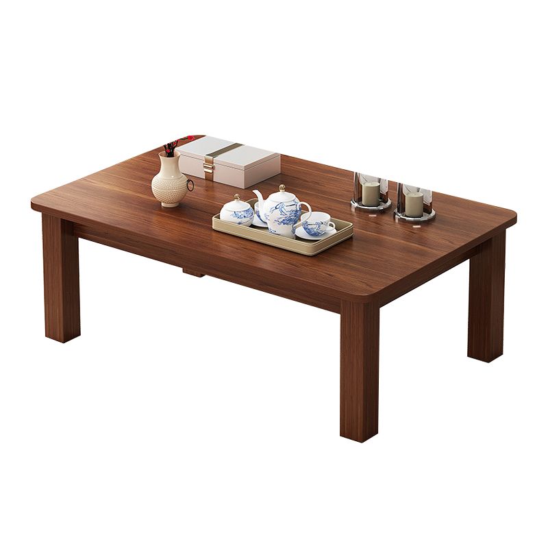 4 Legs Wood Cocktail Table No Distressing Coffee Table with Storage Shelf