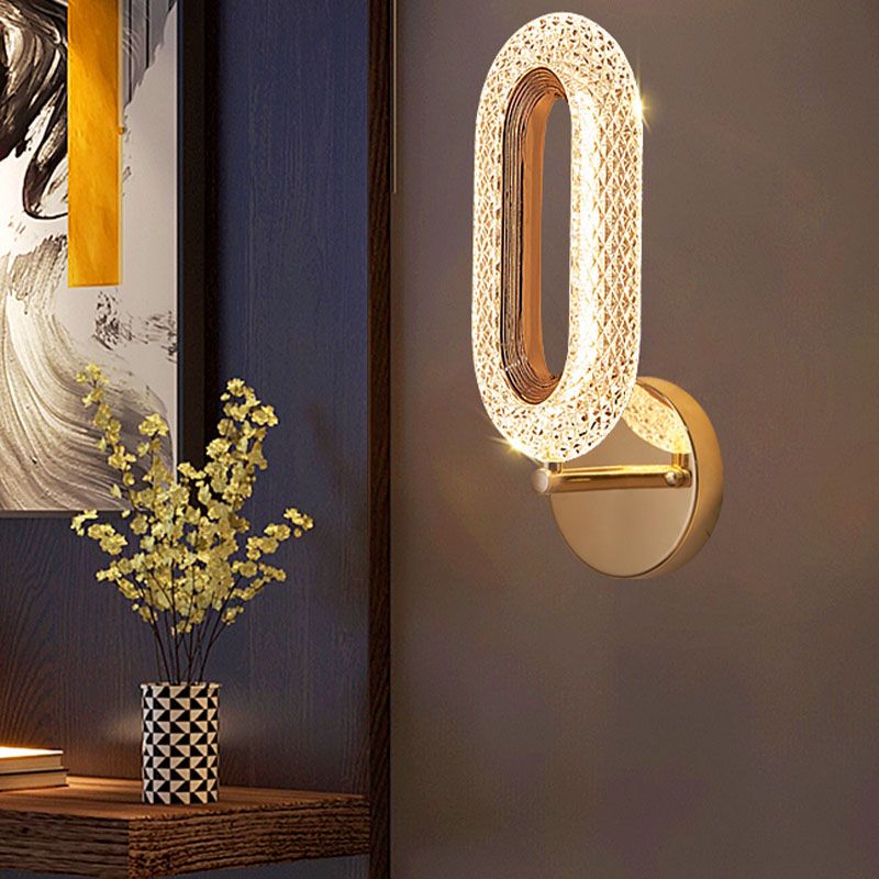 Nordic Circle Shade Wall Sconce Light, Luxury Acrylic Linear Sconce Light Fixture for Bedroom
