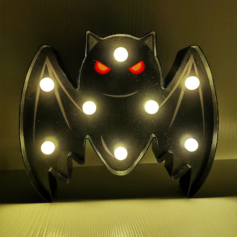 Horror Element Night Light Simple Plastic Battery Operated LED Black Nightstand Lighting