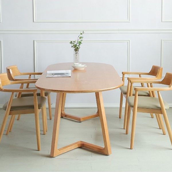 Modern Oval Dining Table Pine Solid Wood Dining Table for Kitchen