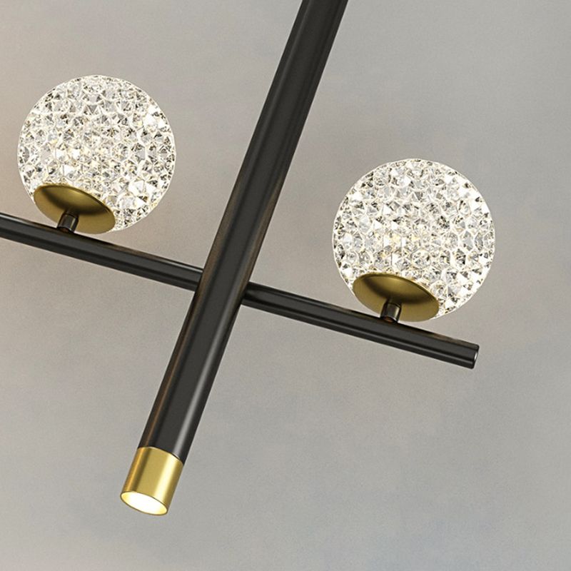 Minimalist 5-Light Island Pendant Globe Shade Acrylic Hanging Light for Dining Room