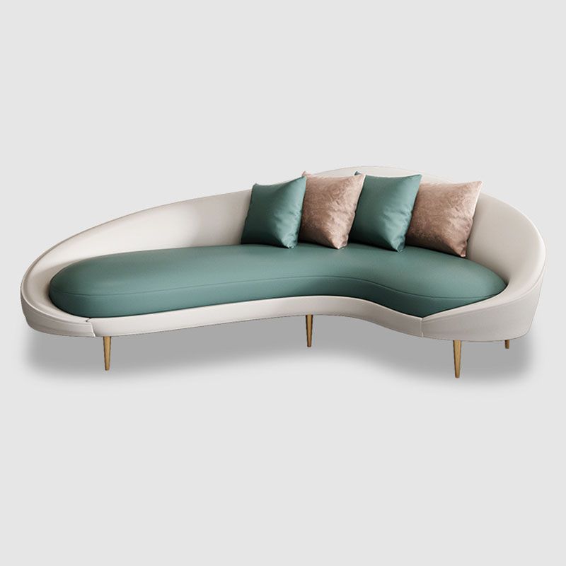 Curved Faux Leather Sofa with Tight Back for Living Room Modern Style