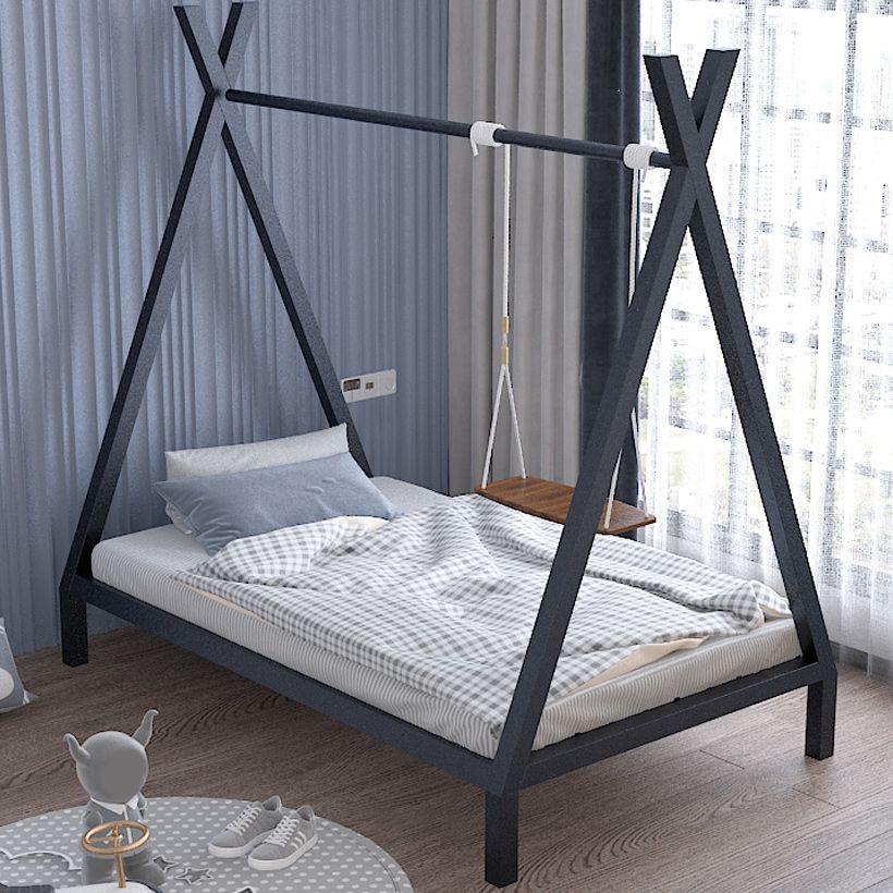 Scandinavian Bed Metal No Theme Panel Bed in Black/White Finish