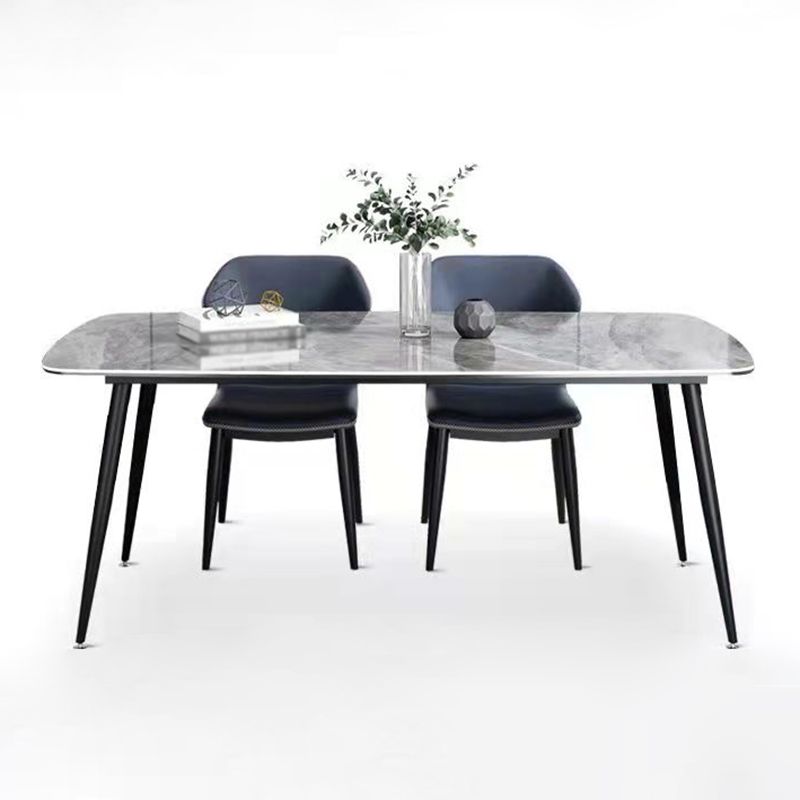 Rectangle 4 Legs Dining Table Industrial Sintered Stone Kitchen Table