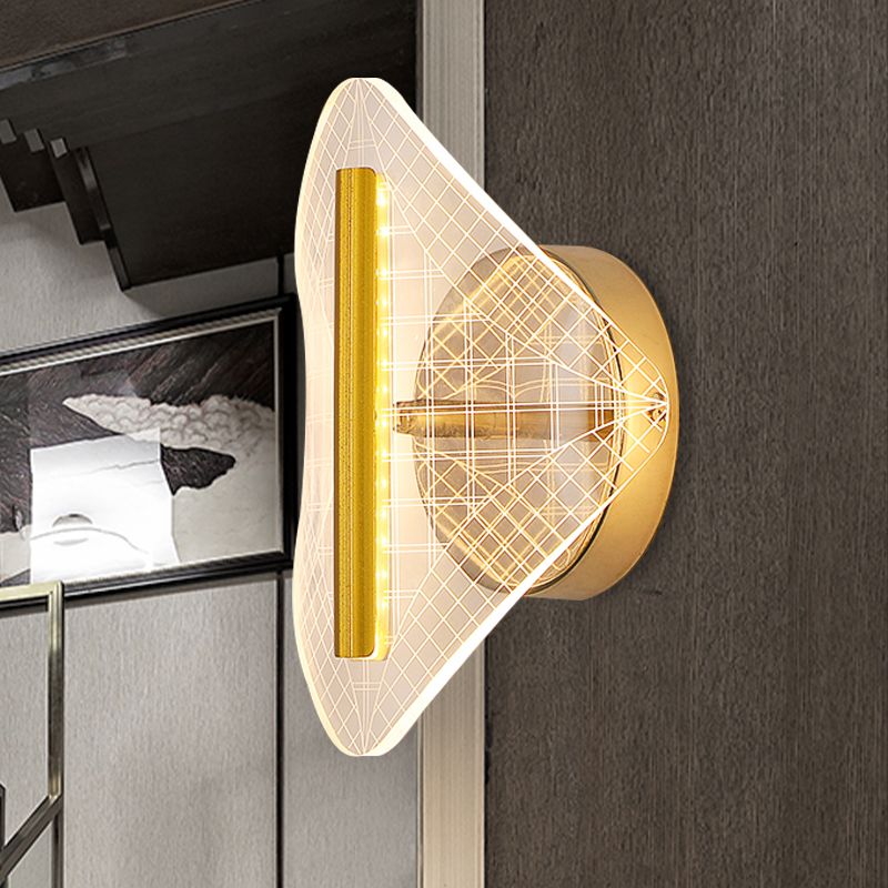 Lámpara geométrica metálica Ilumina de pared de oro LED mínimo en blanco/luz cálida para sala de estar